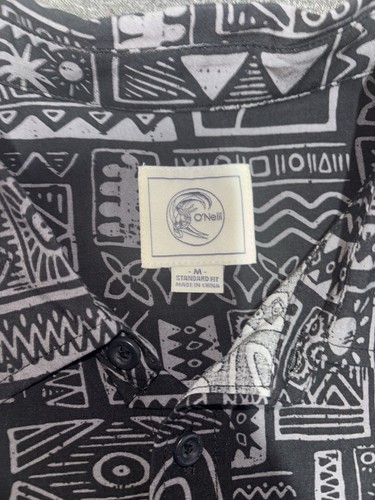 CAMISA HOMBRE TALLA/M O’NEILL CUELLO NEGRO Y GRIS ABOTONADA MANGA CORTA NUEVA CON ETIQUETAS - Imagen 2 de 5