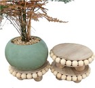 3 Pcs Small Wood Risers for Display,Mini 4 Inch Wooden Round Riser brown