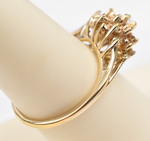 Lot of 2 14k Yellow Gold Fill Rings High Cluster 8-1/4 & Dome Swirl 8-3/4 Pair - Picture 14 of 17