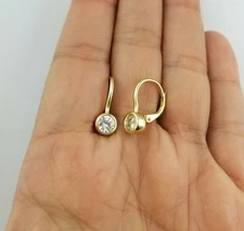 1Ct Round Cut White Moissanite Women's Hoop Earrings 14K Yellow Gold Plated