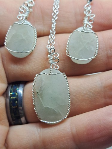 Aquamarine Jewelry Set Pendant Necklace Earrings - Picture 7 of 7