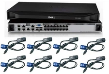 DELL PowerEdge 2162DS 16 port 2 IP KVM Switch + 8 x 09F3C7 USB Modules Dual AC