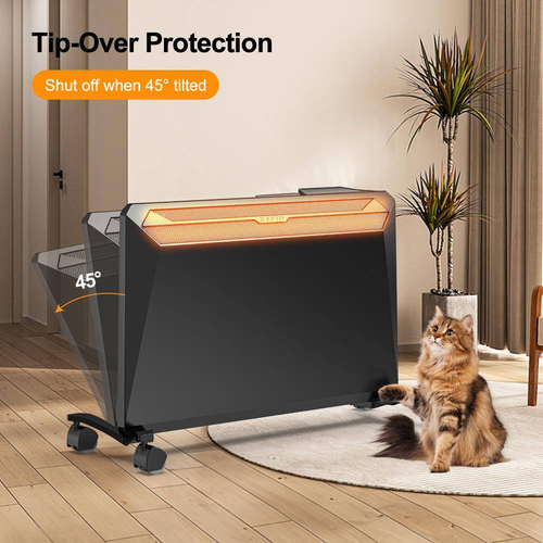 1500 W 16.26 in Electric Ceramic Convection Space Heater in Black with Tip-Over - Picture 6 of 10