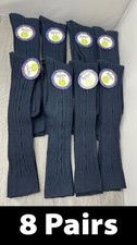 8 Pairs Jefferies Girls Cable Knit Knee Highs Socks, Navy Size L Shoe Size 6-9 