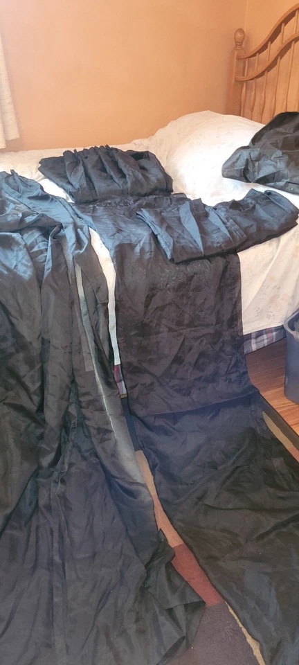 Cortinas plisadas negras 53w x 90L 2 paneles y cortina 3 varillas 38W x82L ver vídeo Foto 4 de 4