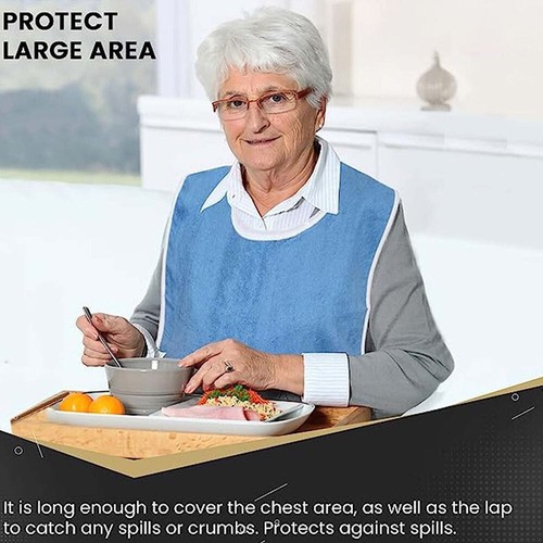 Premium Adult Bibs - Unisex, Adjustable, Thick Flannel-Washable Dining Clothing - Picture 12 of 24