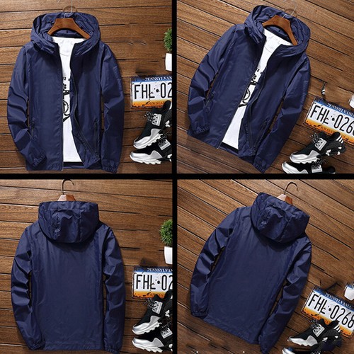 Men's Waterproof Rain Jacket Hooded Breathable Lightweight Windbreaker Outwear - Picture 5 of 16