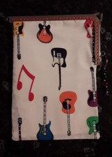 PURSE Hand crafted*GUITAR MUSIC*lined*metal FRAME* & Unique HEARTS KEY-RING  