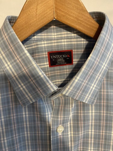 Herrenhemd UNTUCKit blau kariert Langarm - Größe L - neuwertig - Bild 5 von 13