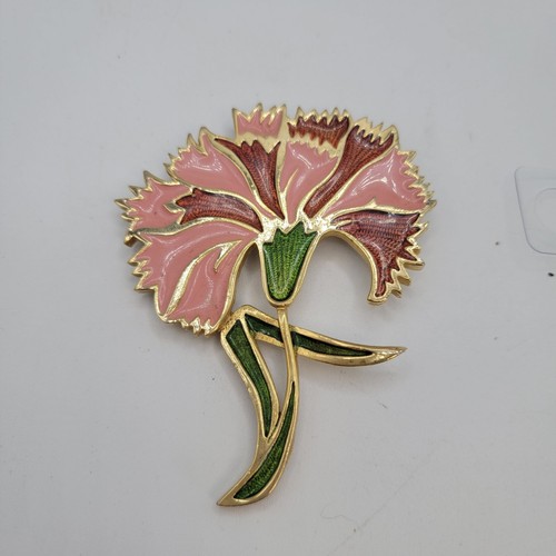 Grande Rosa Rojo Esmalte Flor Park Lane Tono Dorado - Imagen 2 de 6