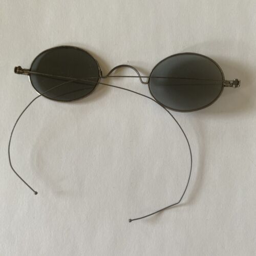 Very Early - 1920’s Antique Super Thin Wire Rim Tinted Eye Glasses John Lennon - Picture 2 of 12
