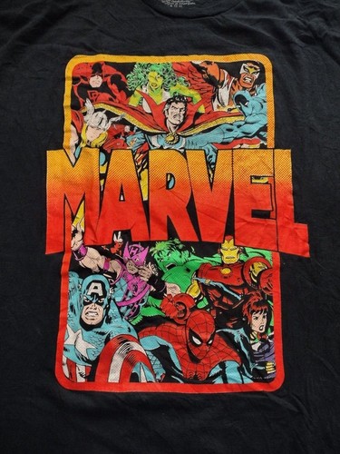 Marvel Comics Black Super Heroes Spiderman Hulk Iron 3XXXL 100% Cotton! - Picture 2 of 5
