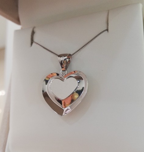 Collana veneziana e ciondolo pendente cuore bombato in oro bianco 750 18 kt - Imagen 3 de 10