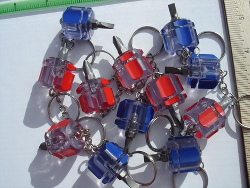 12 SCREWDRIVERS KEY CHAINS ( 6 SLOTTED & 6 PHILLIPS )Llaveros - Picture 2 of 6