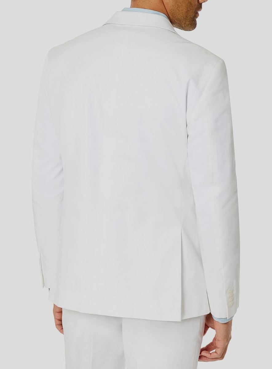 496 Tommy Hilfiger Mens White Modern Fit Chambray 2 Piece Suit Jacket Pants 42R