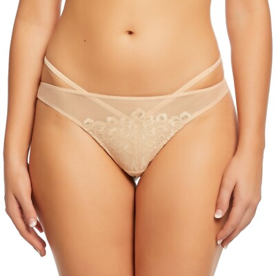 Dita Von Teese Dahlia Brief Beige Size M 12 Strappy Mesh Bikini Knickers D22457