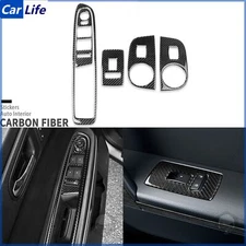 5Pcs Real Carbon Fiber Window Lift Switch Panel Cover Trim For GMC Acadia 07-12