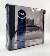 Nestl Bedding Style & Comfort Navy Blue Duvet Cover Set Size Full 80"×90"