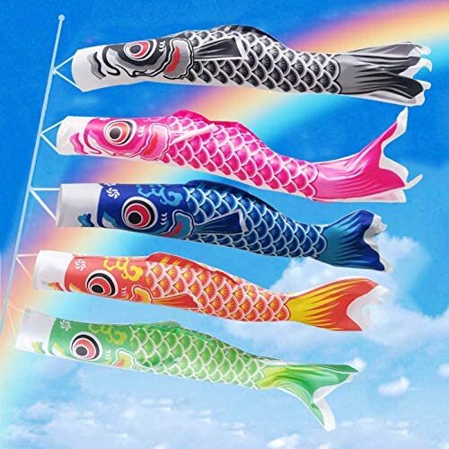 Japanischer Karpfen Streamer KOINOBORI 5-teiliges Set japanische traditionelle Dekoration für Jungen - Bild 1 von 5
