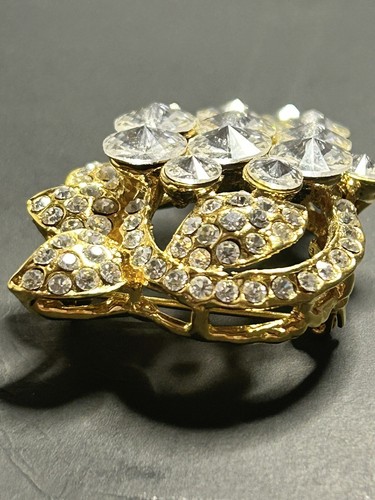 Gorgeous Crystal Rhinestones Grapes Cluster Brooch Pin Gold Tone Luxury - Picture 9 of 12