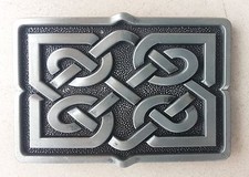NEW SILVER CELTIC IRISH CROSS KNOT VINTAGE RECTANGLE BELT BUCKLE
