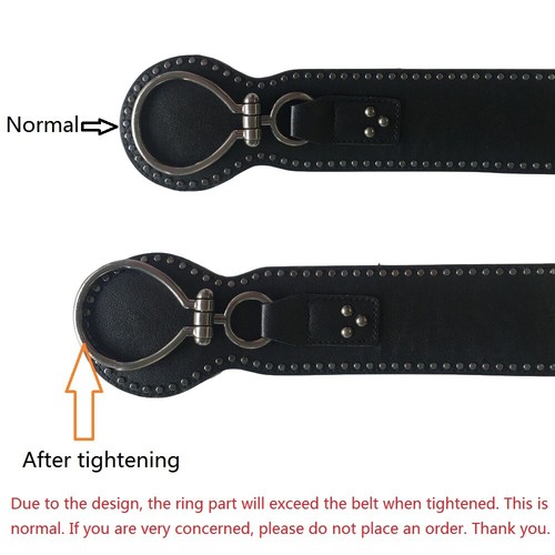 Cintura donna punk rivetto fibbia elastica elastico in vita corsetto vita larga metallo - Foto 2 di 10