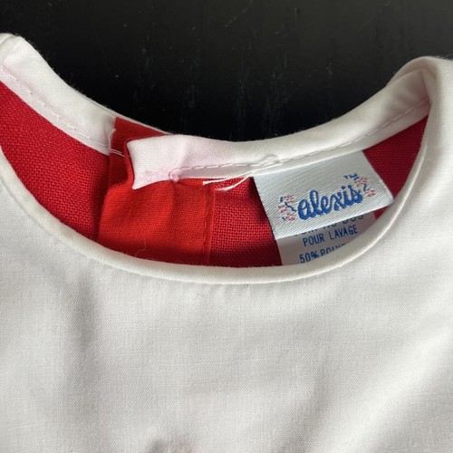 Vintage 80s Alexis Baby Boy 24M One-Piece Short Romper Red White Nautical - Picture 8 of 9