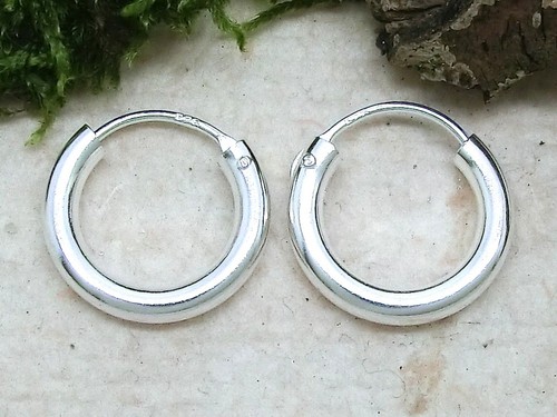 Orecchini a cerchio semplici 2 pz in vero argento 925 spessore 3 mm Ø 16 18 20 25 30 mm - Foto 3 di 11