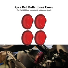 4x Red Bullet Turn Signal Light Lens Cover Cap For Harley Sportster Softail Dyna