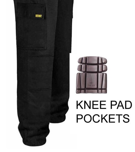 SITE KING Mens Work Cargo Combat Tracksuit Bottoms Joggers with Knee Pad Pockets - Picture 2 of 8
