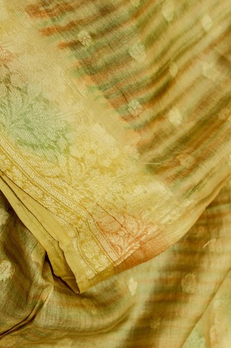 Pure Silk Saree Tussar Sari 100% Silk Vintage Indian Fabric Recycled TSS2248 - Picture 8 of 9