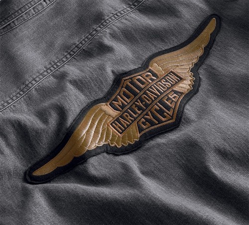 Langarm Harley Logo Gr Winged Herren L Shirt Hemd Fit Slim Grau davidson rqBwrv