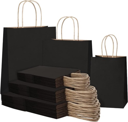 40 Stück Papiertüten mit Henkel Schwarz Geschenktüten Kraftpapier Geschenktasche - Bild 12 von 14