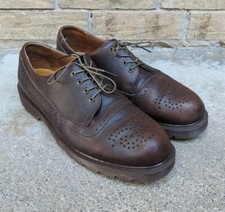 Doc Dr. Martens Brown Leather Derby Shoes Men's 11 England Brogue medallion EUC