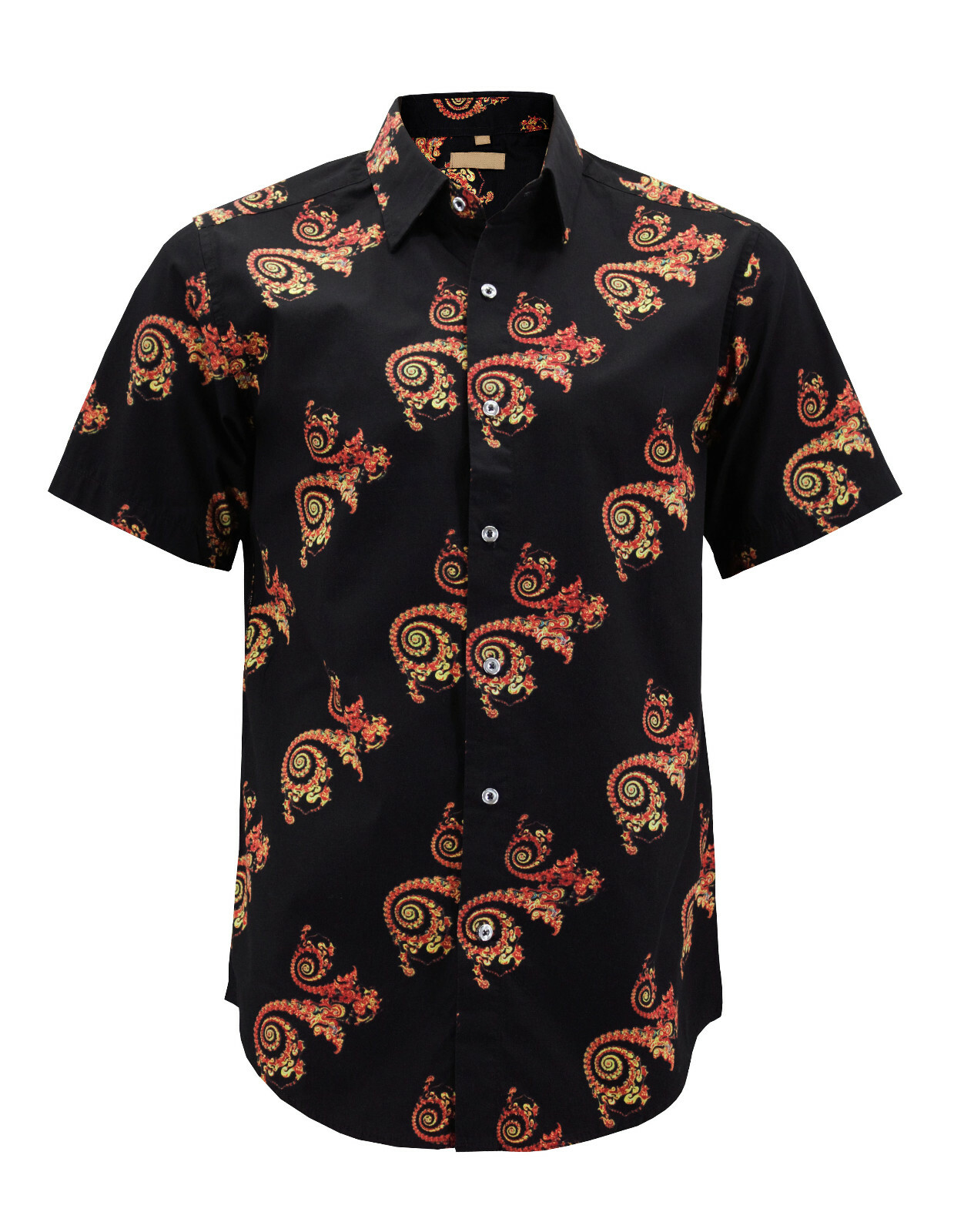 Мужская повседневная рубашка с цветочным узором на пуговицах и коротким рукавом из хлопка