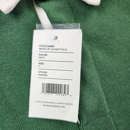 Polo HUF Tejido Mixto Para Hombres Grande Azul Marino Pullover Cuello Manga Larga KN00394 NUEVO CON ETIQUETAS - Imagen 11 de 19