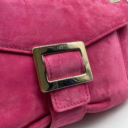Auténtico Bolso de Hombro Roger Vivier Cadena Cuero Gamuza Rosa - Imagen 20 de 22