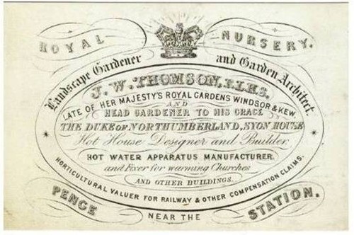 Advertising Card Gardener IW Thomson Royal Nursery Penge Railway Station Garden - Picture 2 of 3