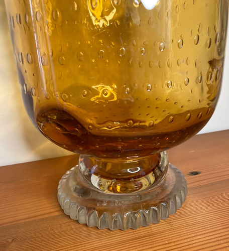 Vaso in vetro artistico MURANO Barovier & Toso "Bullicante" piedi grande metà secolo 1950 - Foto 11 di 12