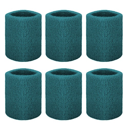 6-Piece Wrist Sweatbands Athletic Cotton Terry Cloth Tennis Wristband 3 Sizes - Picture 3 of 27