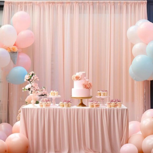 1PC Sage Green Chiffon Backdrop Curtains, Sheer Fabric Backdrop Drapes Drapes - Picture 15 of 33