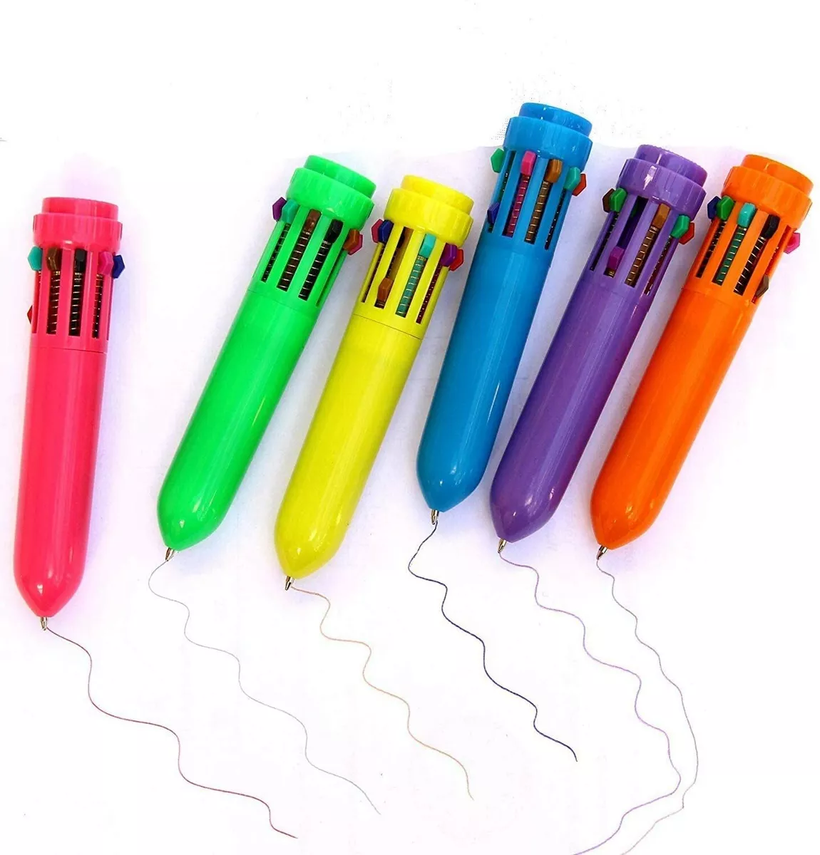 Shuttle Pens 12 Mini Neon Multicolored Plastic Pens Assorted