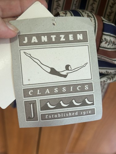 vintage JANTZEN Classics USA women's button-down striped shirt blouse sz L tags - Picture 5 of 12