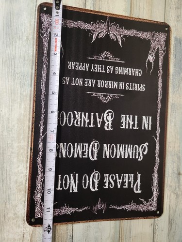 Please Do Not Summon Demons In The Bathroom Sign 12x8 Metal Tin Wall Decor - Picture 4 of 5