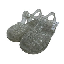 The Childrens Place Girls Sz 6 Clear Jelly Sandals Silver Glitter Casual Summer