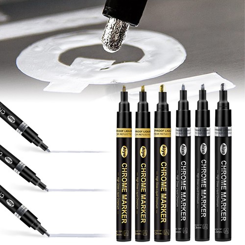 3pcs Liquid Chrome Marker Mirror Liquid Markers Pen Chrome Paint Pen Set QRT - Picture 2 of 13