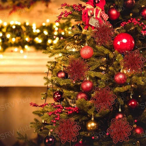 2Pk 10cm Plastic Clip On Flower Hanging Decoration Christmas Tree Ornaments Xmas - Picture 12 of 58