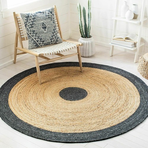 Tapis 100 % jute naturel tapis rond réversible décoration moderne tapis de salon - Imagen 2 de 5