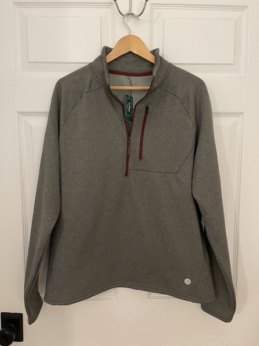 LLBean Nuevo Pullover Para Hombres L Mountain Polar 1/2 Cremallera Gris Platino Ajustado Envío/H Gratis