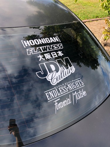 oil slick BANNER WINDOW HOLOGRAPHIC Car Sticker Jdm Drift Turbo 86 fits toyota - Picture 2 of 13